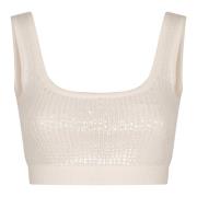 Gebreide Katoenen Crop Top P.a.r.o.s.h. , Beige , Dames