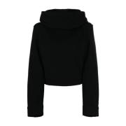 Zwarte Hooded Sweatshirt met Gewatteerde Schouders Saint Laurent , Bla...