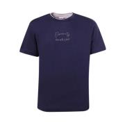 Blauwe Voyage Print T-shirt Polo Eleventy , Blue , Heren