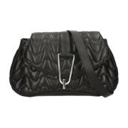 Zwarte leren handtas met schouderband Coccinelle , Black , Dames