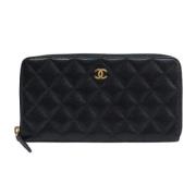 Pre-owned Leather wallets Chanel Vintage , Black , Dames