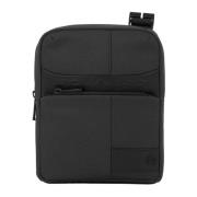 Zwarte leren en stoffen crossbodytas Piquadro , Black , Heren