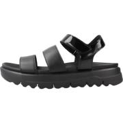 Stijlvolle platte sandalen voor vrouwen Geox , Black , Dames