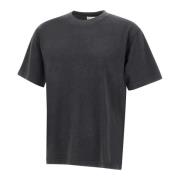 Zwarte Katoenen T-shirt met Steen Gewassen Closed , Black , Heren