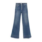 Indigo Blauwe Klassieke Jeans met Contraststiksels Alice + Olivia , Bl...