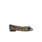 Leopard Satin Bow Ballerinas Ganni , Brown , Dames