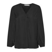 Zwarte V-hals Blouse RindaIW Stijl InWear , Black , Dames