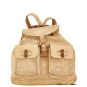 Pre-owned Leather backpacks Gucci Vintage , Beige , Dames