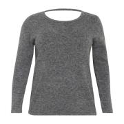 Donkergrijze Melange Gebreide Trui Kaffe Curve , Gray , Dames