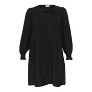 Zwart Diep Jurk met Pofmouwen Kaffe Curve , Black , Dames