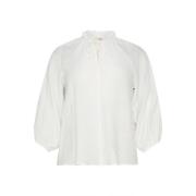 Krijt Blouse met Ruchedetail Kaffe Curve , White , Dames