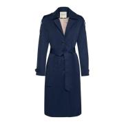 Blauwe Trenchcoat Jas Jurk Cream , Blue , Dames