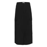 Zwarte Rok met Zakken Cream , Black , Dames