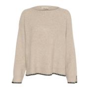 Gebreide Pullover String/Black Cream , Beige , Dames