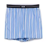 Blauw/Wit Elastische Taille Shorts Achterzak Msgm , Blue , Dames