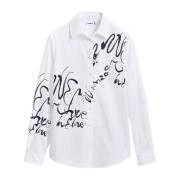 Lange Mouwen Shirt voor Dames Lente/Zomer Desigual , White , Dames