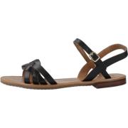 Stijlvolle platte sandalen voor vrouwen Geox , Black , Dames