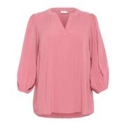 Vrouwelijke blouse met V-hals Kaffe Curve , Pink , Dames