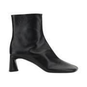 Leren Enkellaarzen met Vierkante Neus Balenciaga , Black , Dames