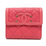 Pre-owned Leather wallets Chanel Vintage , Pink , Dames