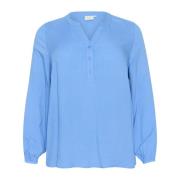 Flow V-Hals Blouse Kaffe Curve , Blue , Dames