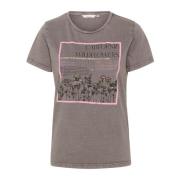 Roze Wildflowers Grafische Tee Top Cream , Gray , Dames