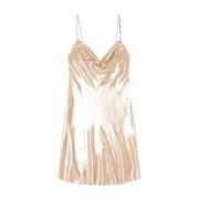 Champagne Satin Slip Jurk Diesel , Beige , Dames