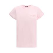 Monogram Katoenen T-shirt met Geribbelde Hals Balmain , Pink , Dames