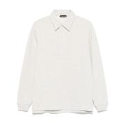 Heather Grey Polo Shirt met lange mouwen Tom Ford , Gray , Heren