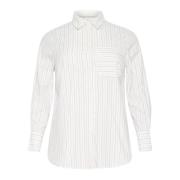 Klassieke Shirt met Grijze Strepen Kaffe Curve , White , Dames