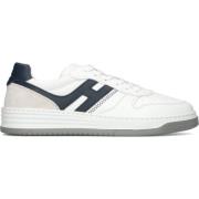 Blauwe Leren Sneakers met Suède Detail Hogan , White , Heren