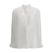 Zijden Chiffon Blouse met Strik Sjaal Dolce & Gabbana , White , Dames