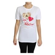 Kristalversierd Wit Katoenen T-Shirt Dolce & Gabbana , White , Dames