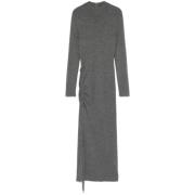 Grijze Wol Midi Jurk met Split Michael Kors , Gray , Dames