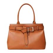 Bruin lederen Shopper tas Voyage Twinset , Brown , Dames