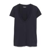 Blauwe V-hals T-shirts en Polos Dondup , Blue , Dames