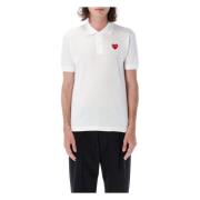 Witte Katoenen Poloshirt met Rode Hart Patch Comme des Garçons , White...