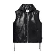 Zwarte Mouwloze Puffer Vest Vinyl Effect Courrèges , Black , Heren