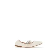 Leren ballerina's met kristallen gesp Roger Vivier , White , Dames