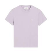 Korte Mouw Ronde Hals T-shirt Lila Ami Paris , Pink , Heren