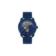 Blauw Leren Analoog Kwarts Herenhorloge Police , Blue , Heren