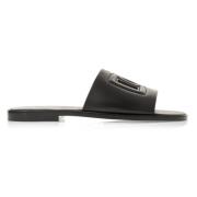 Leren Slippers voor Heren - Stap in Stijl Dolce & Gabbana , Black , He...