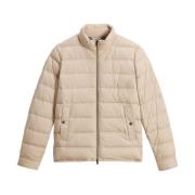 Gewatteerde Beige Jas Ritssluiting Woolrich , Beige , Heren