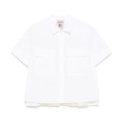 Witte Shirt met Plooiontwerp Semicouture , White , Dames