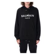 Zwart en Wit Gebreide Hoodie Aw24 Balmain , Black , Heren