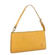 Pre-owned Leather clutches Louis Vuitton Vintage , Yellow , Dames