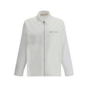 Ritssluiting Shirt met Klassieke Kraag Marni , White , Heren