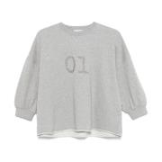 Grijze Sweater met Nummer Print Semicouture , Gray , Dames