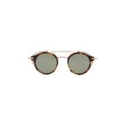 Groene Schildpad Ronde Zonnebril Titanium Acetaat Thom Browne , Brown ...