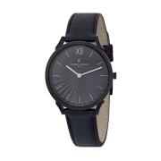 Elegante Klassieke Zwarte Leren Herenhorloge Pierre Cardin , Black , H...